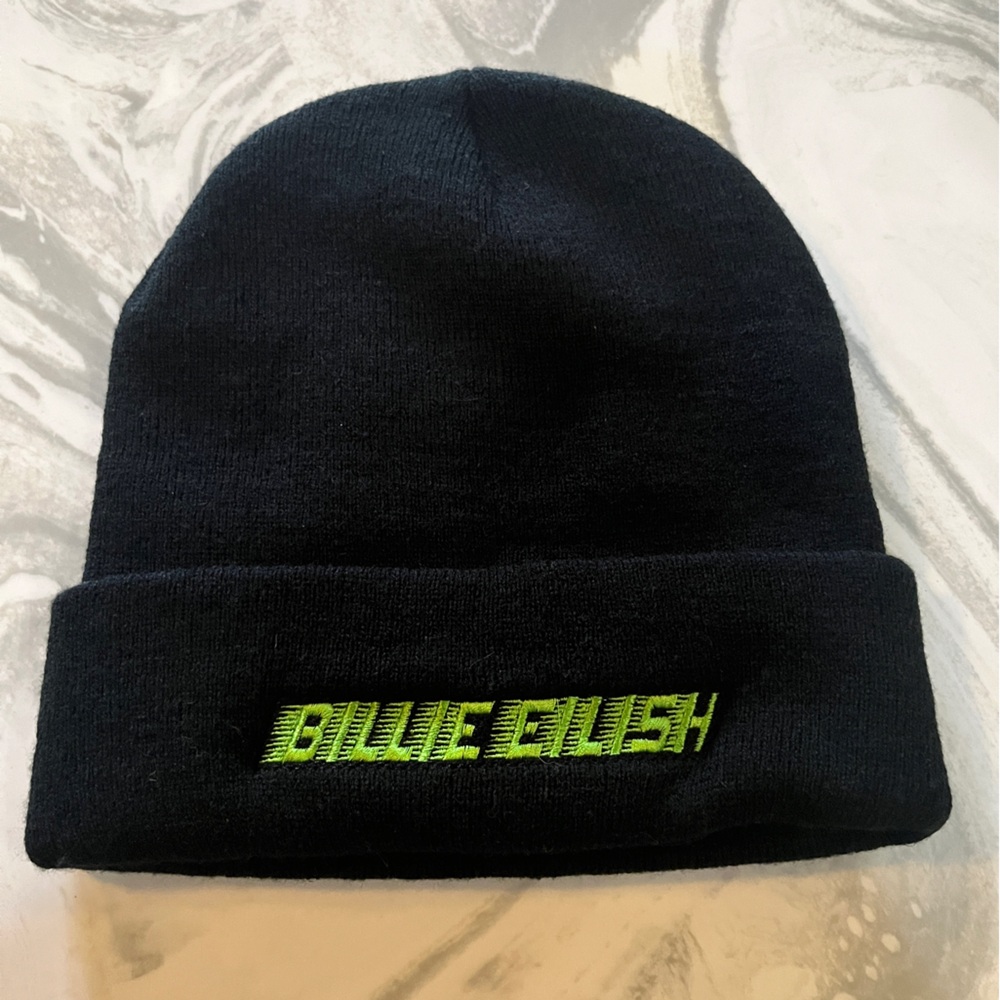 Black Beanie with Neon Green Text
